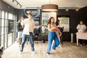 Dancers performing in a show home