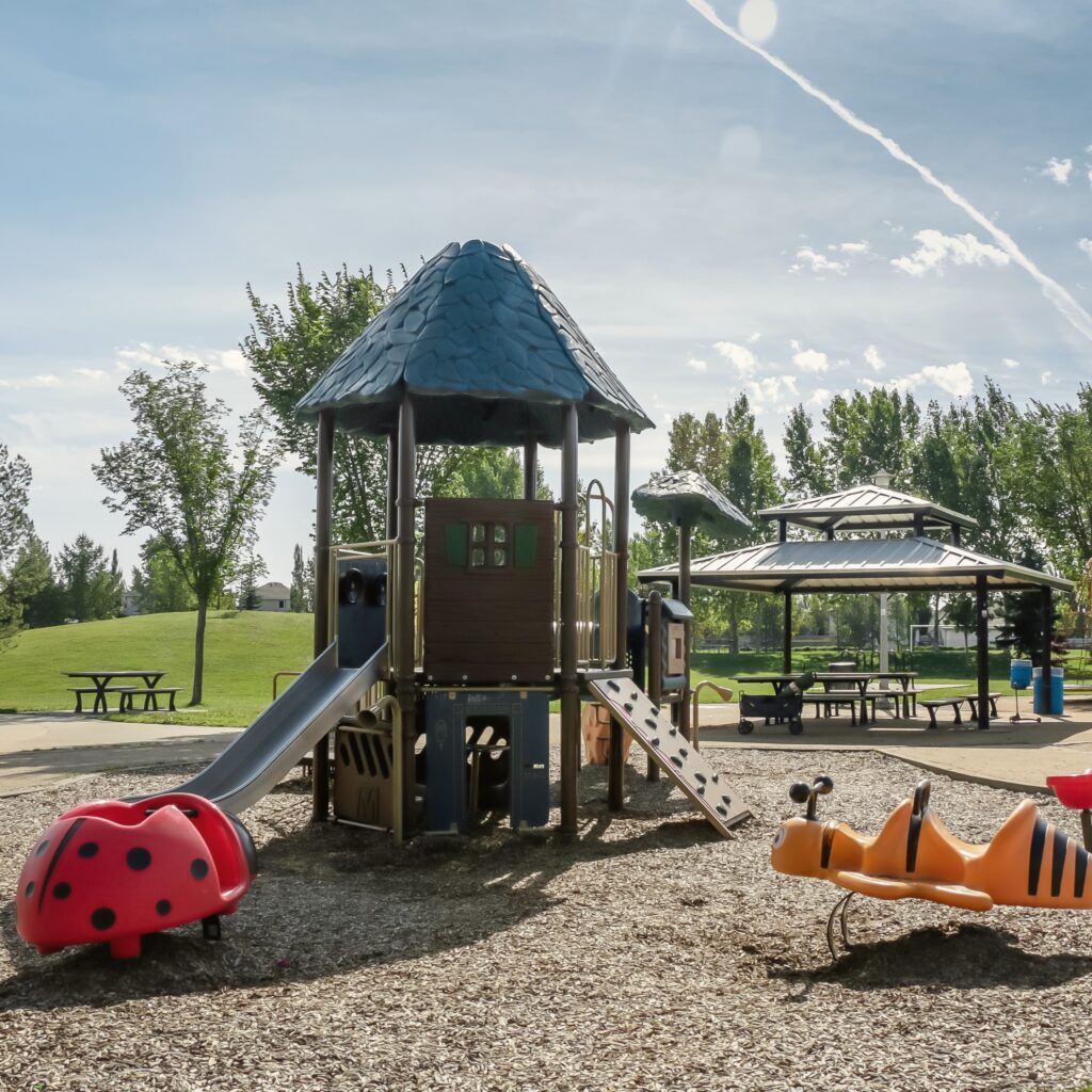 A playground near Grange Landing with a lady bug slide